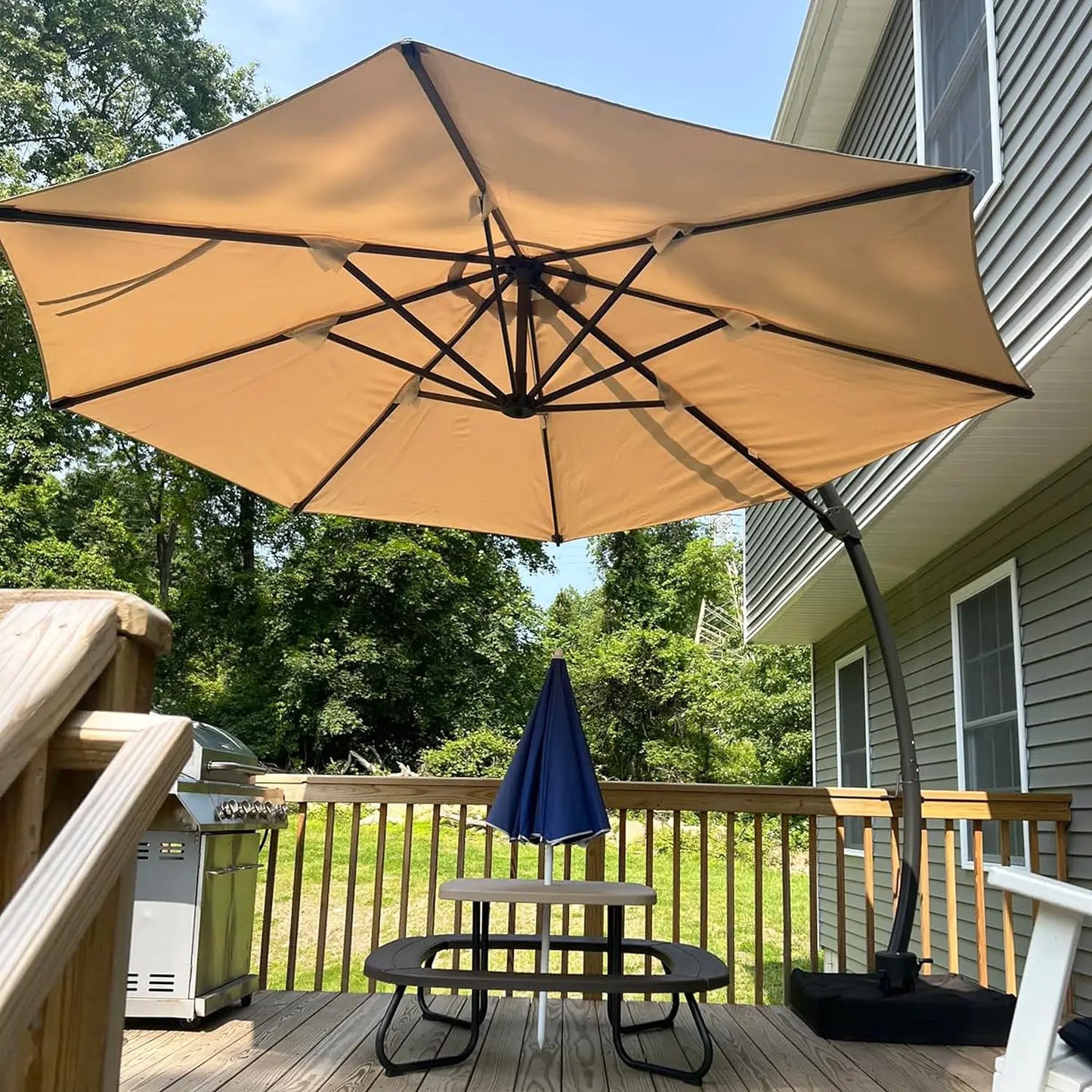Large Patio Aluminum Offset Umbrella Windproof with 360° Rotation