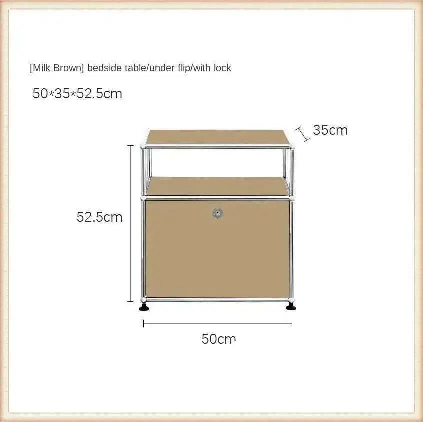 Modern Stainless Steel Medieval Nightstand Storage Nightstand