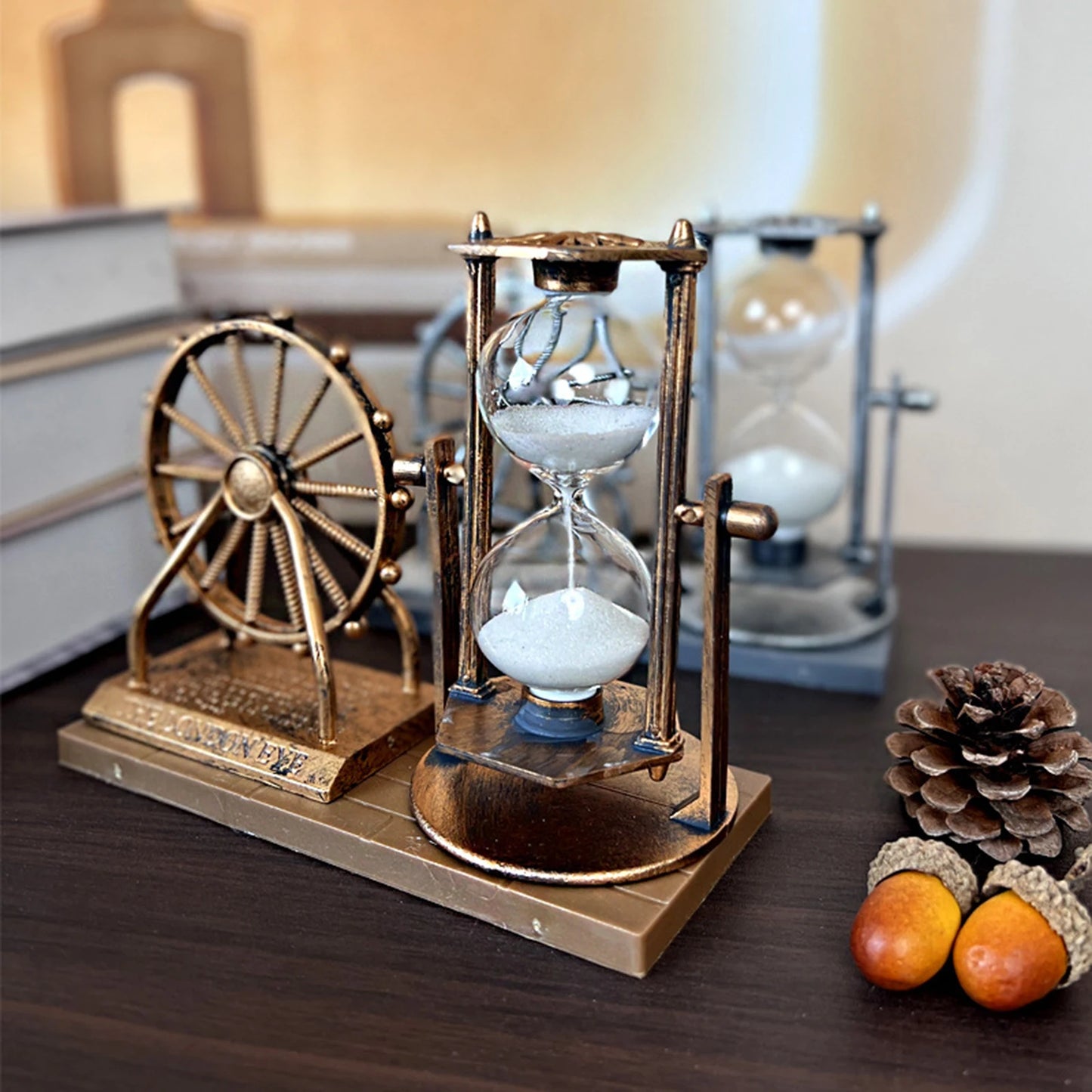Vintage Ferris Wheel Statue Hourglass Sand Clock Retro Desk Timer