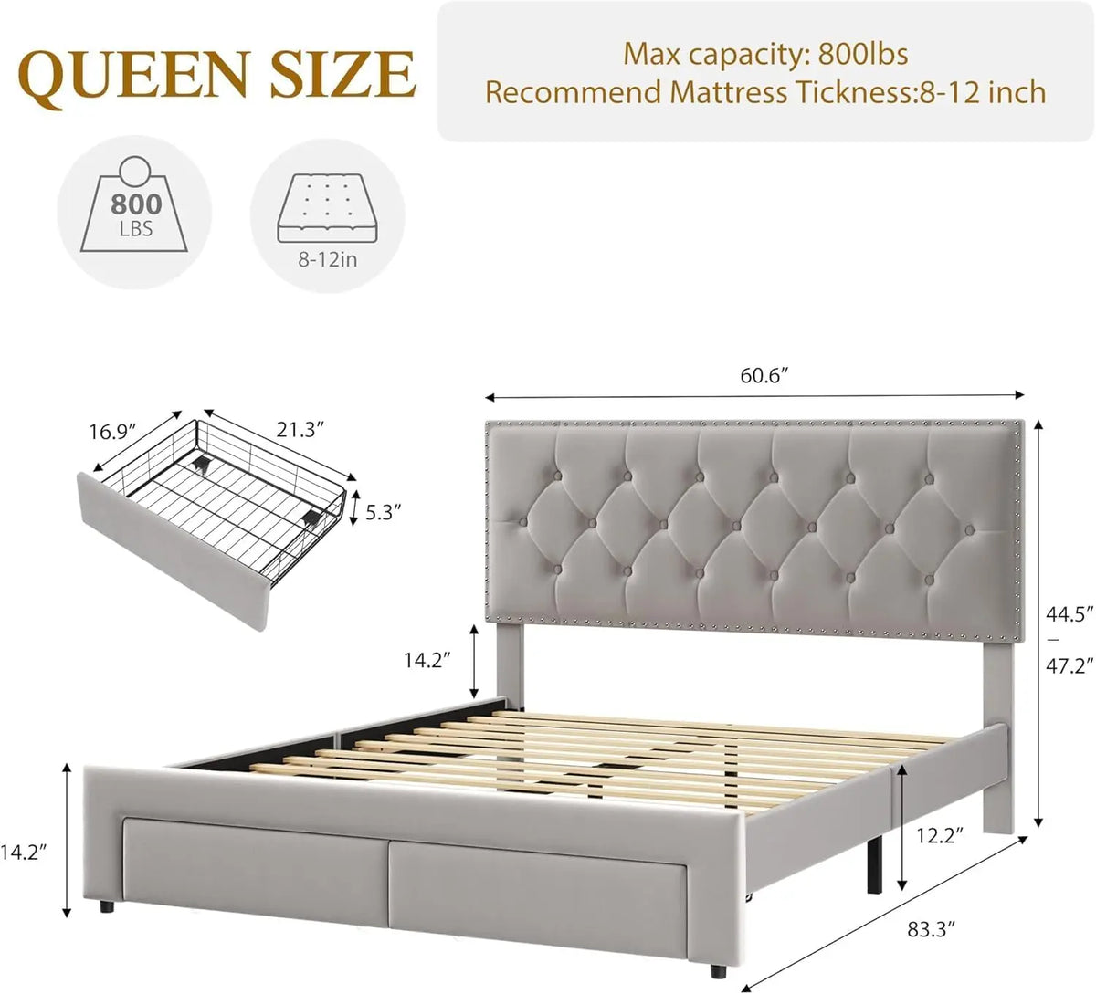 Vintage Velvet Headboard Bed Frame