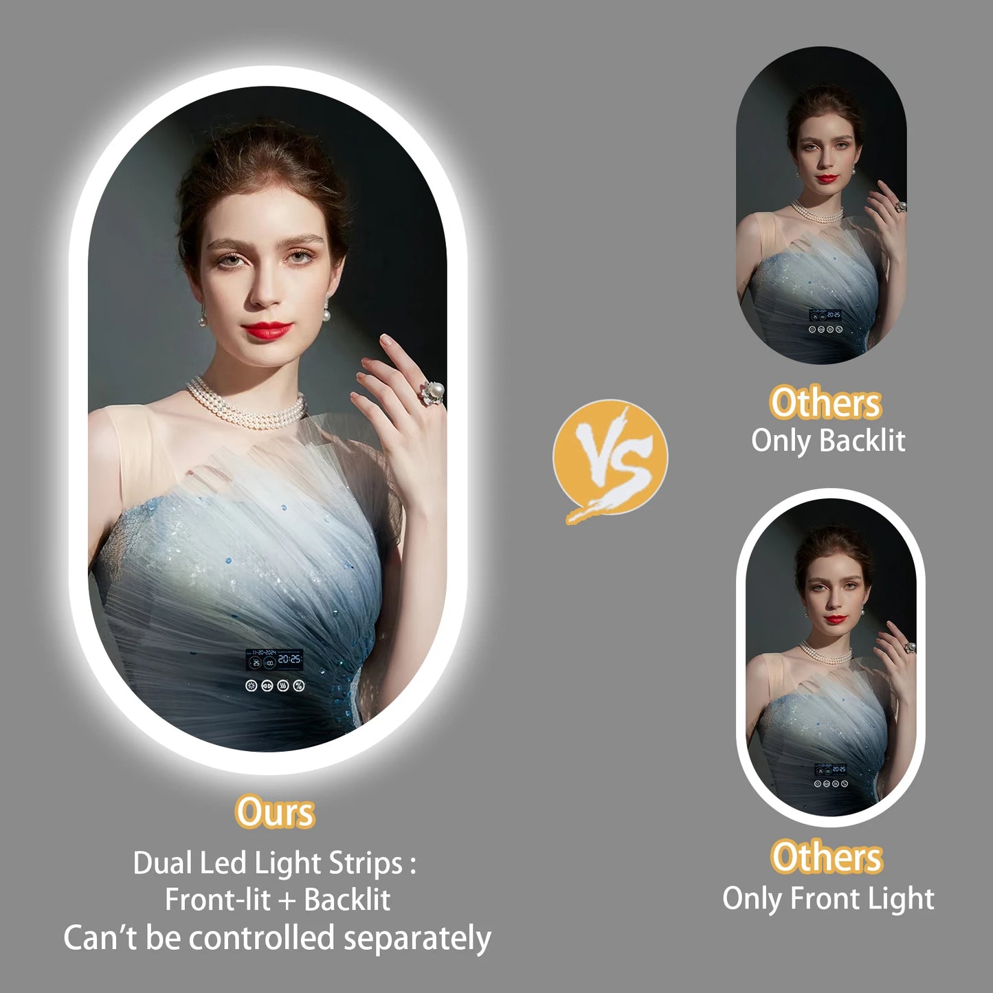 Oval LED Bathroom Mirror with Lights