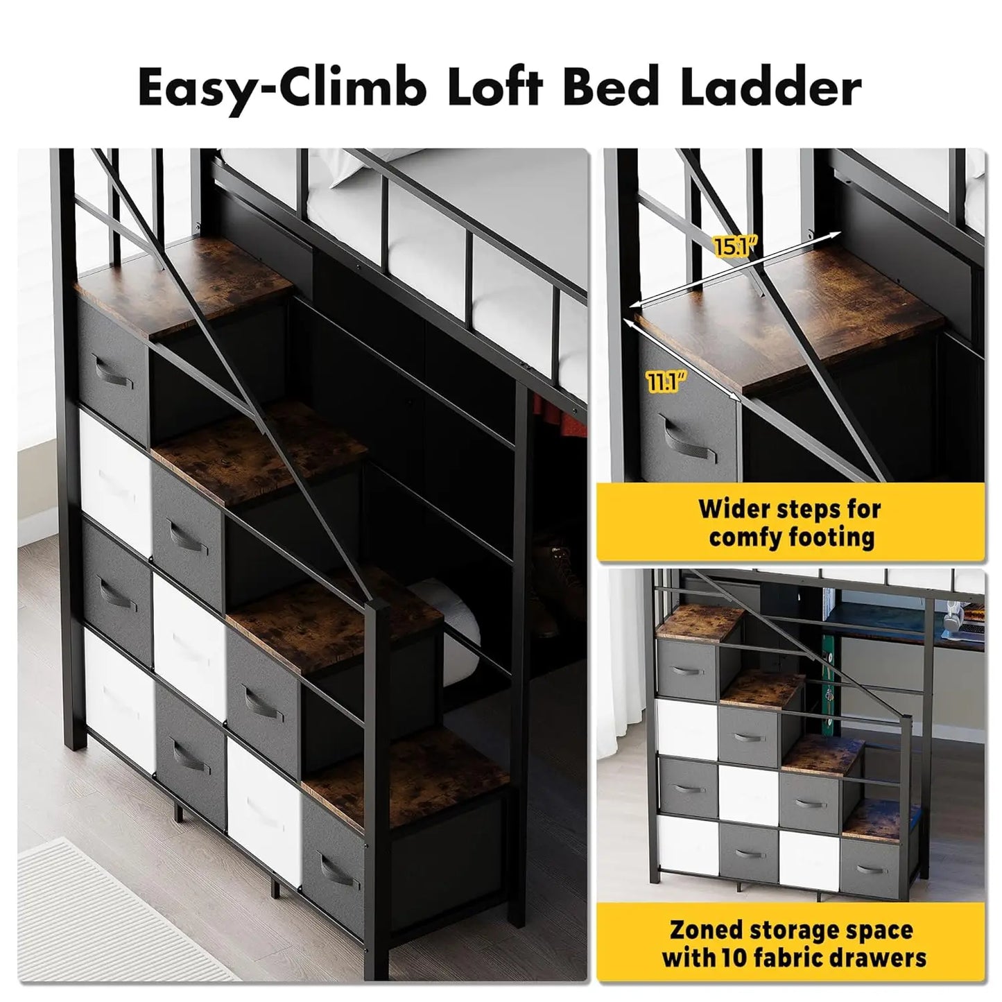 Loft Bed with Desk Stairs