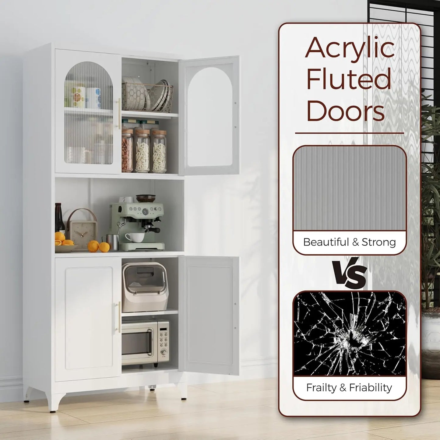 Metal Storage Cabinets with Acrylic Doors and Adjustable Shelves