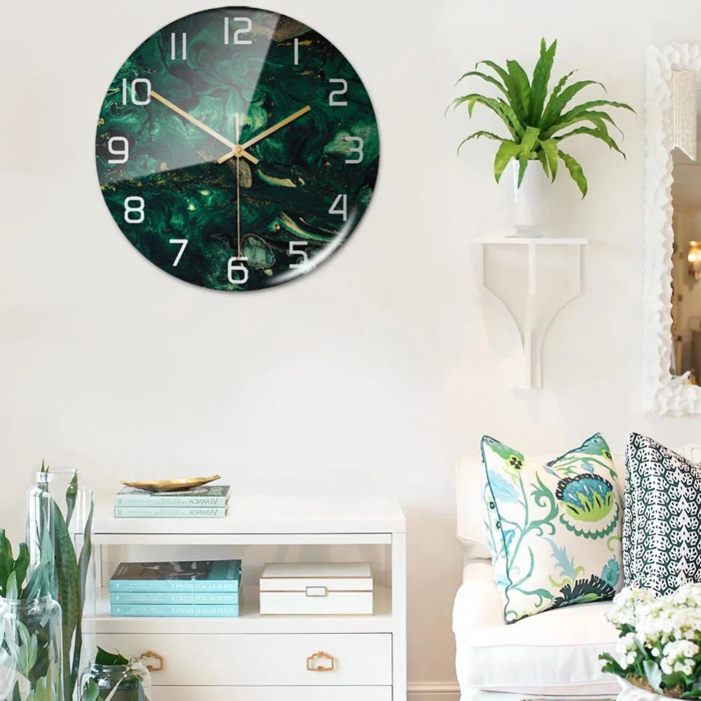 Luxury 3D Acrylic Marble Pattern Wall Adhesive Clock