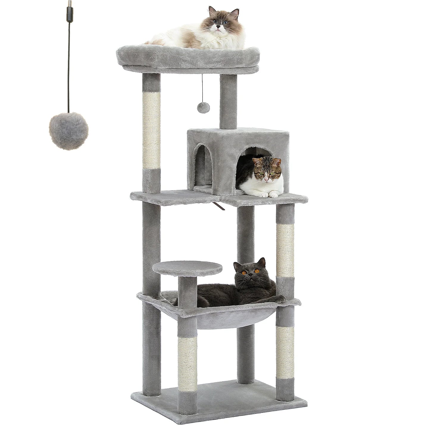 5-Level Cat Tower for Large Cats with Large Hammock