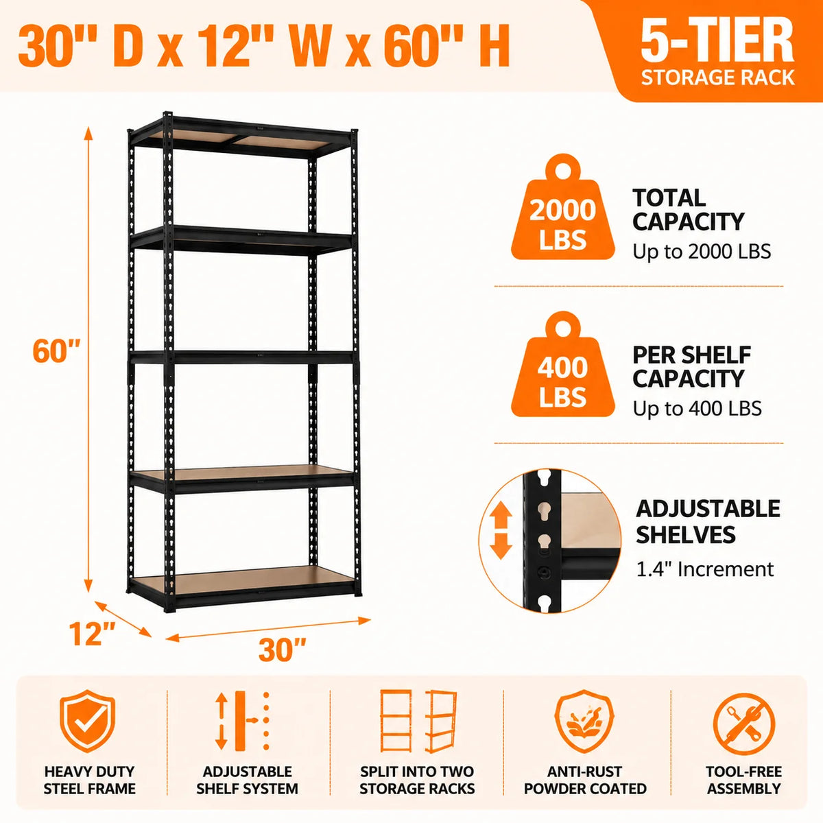 Heavy Duty Garage Storage Shelving Unit