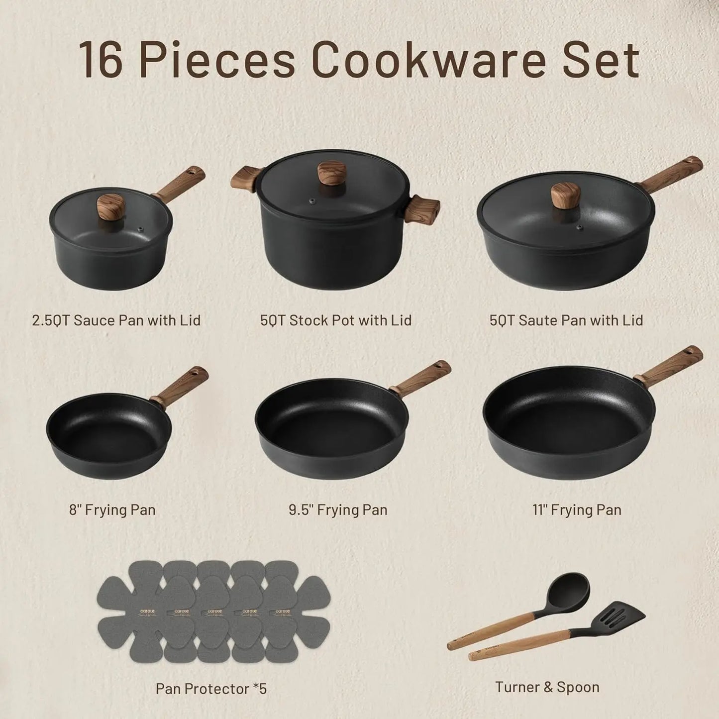 Nonstick Cookware Set with Induction-Ready Pots and Pans