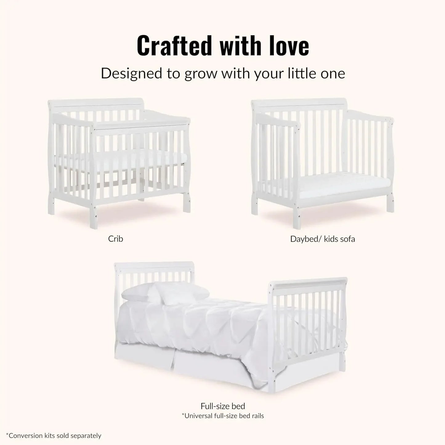 4-in-1 Convertible Mini Baby Crib