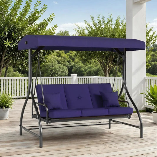 Outdoor Patio Porch Swing with Adjustable Canopy & Backrest