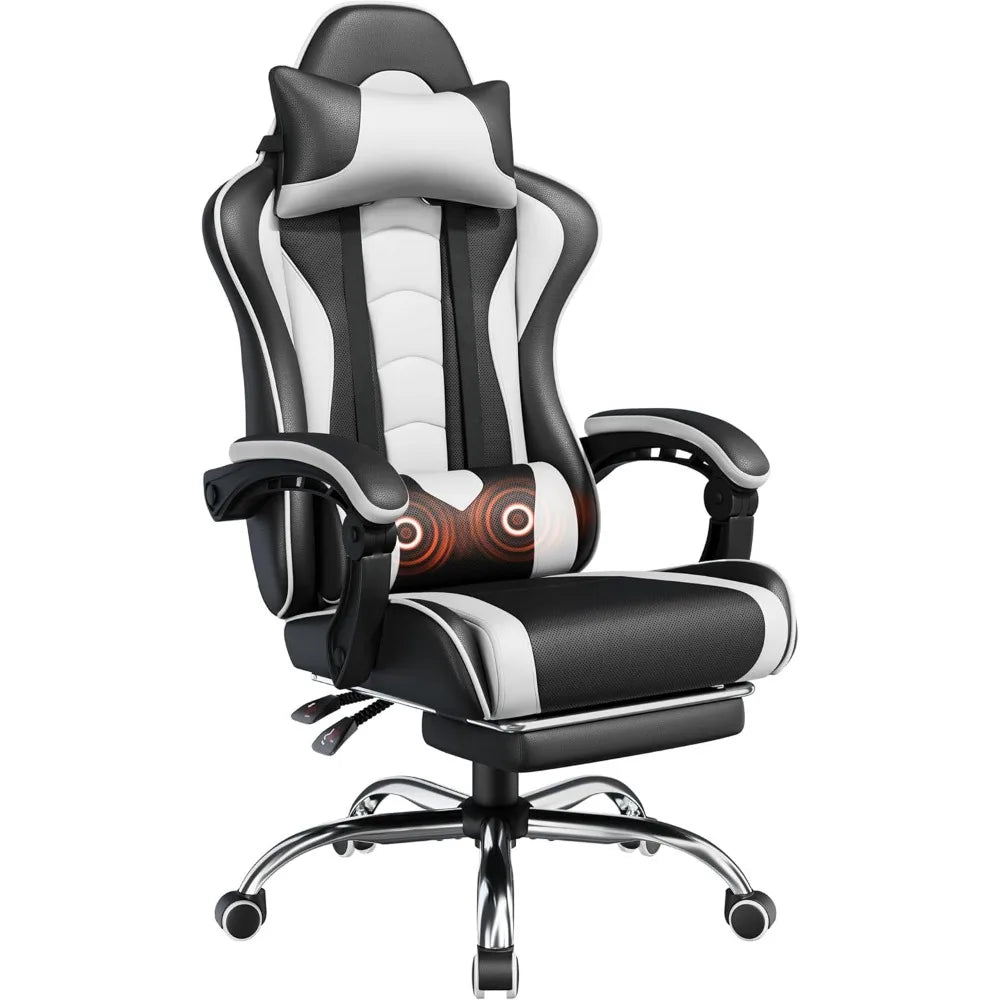 Office Chair w/ Massage Lumbar Support & Footrest