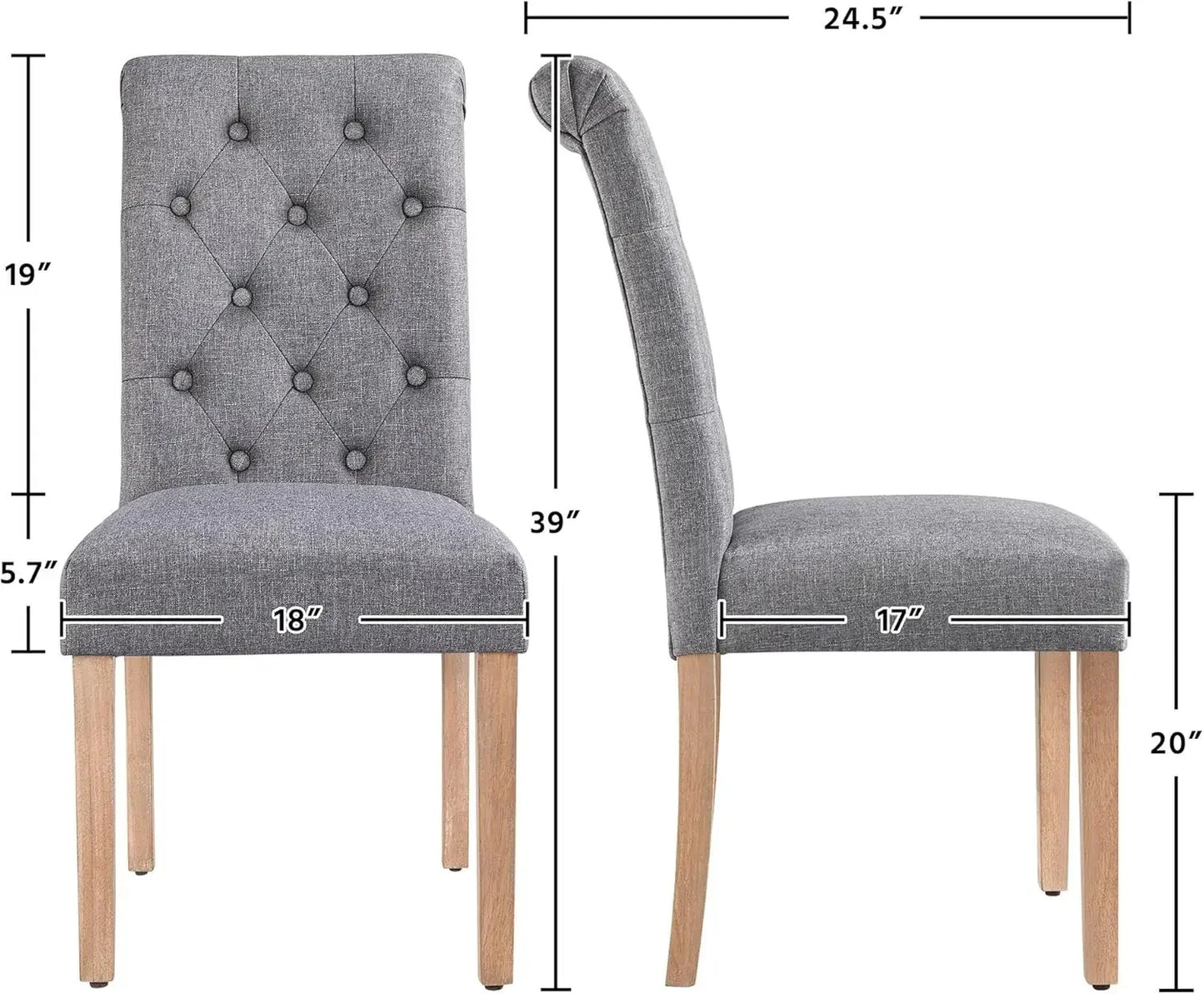 Fabric Upholstered Dining Chairs With Solid Wood Legs