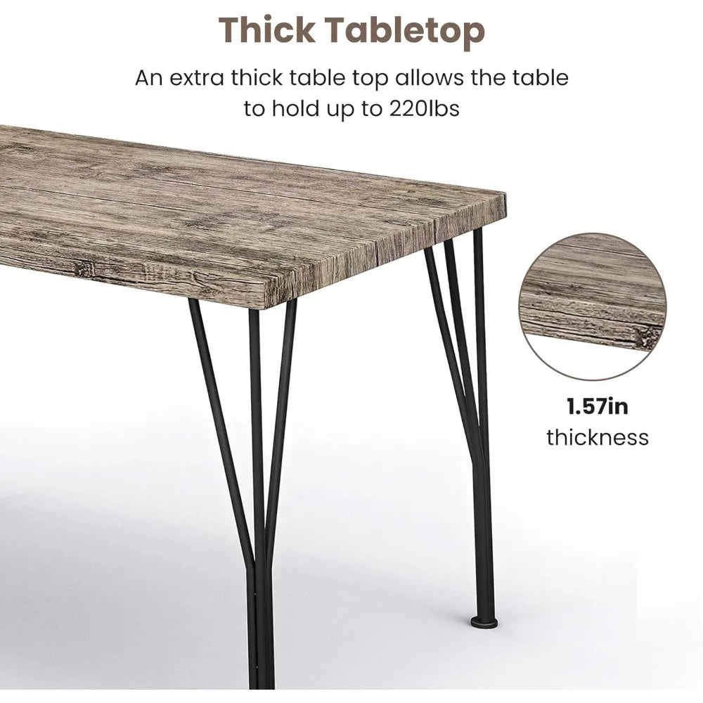 Modern Wood and Metal Dining Table Set