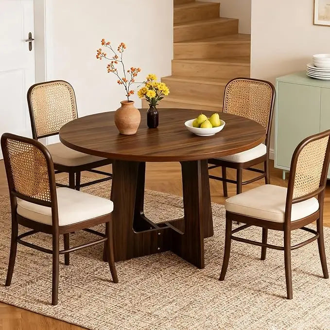 Round Dining Table with Cross Base