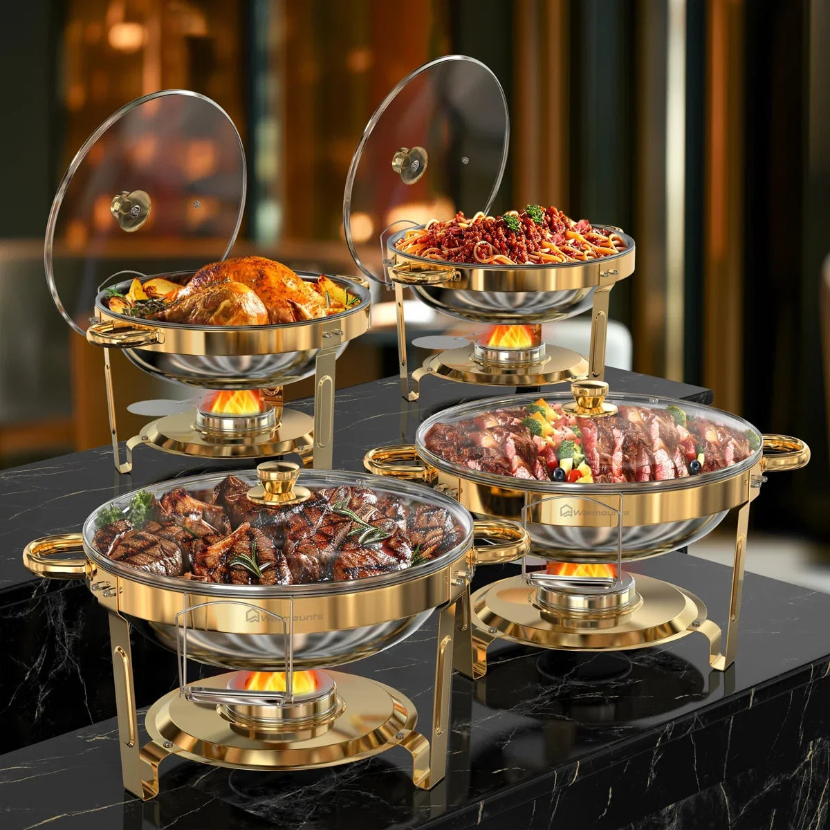 Round Stainless Steel Chafing Dish Set