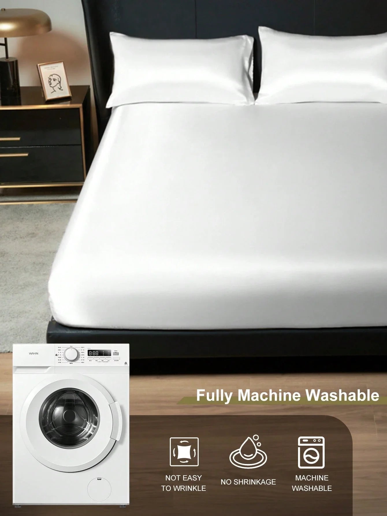 Satin Bedding Set With Fitted Sheet