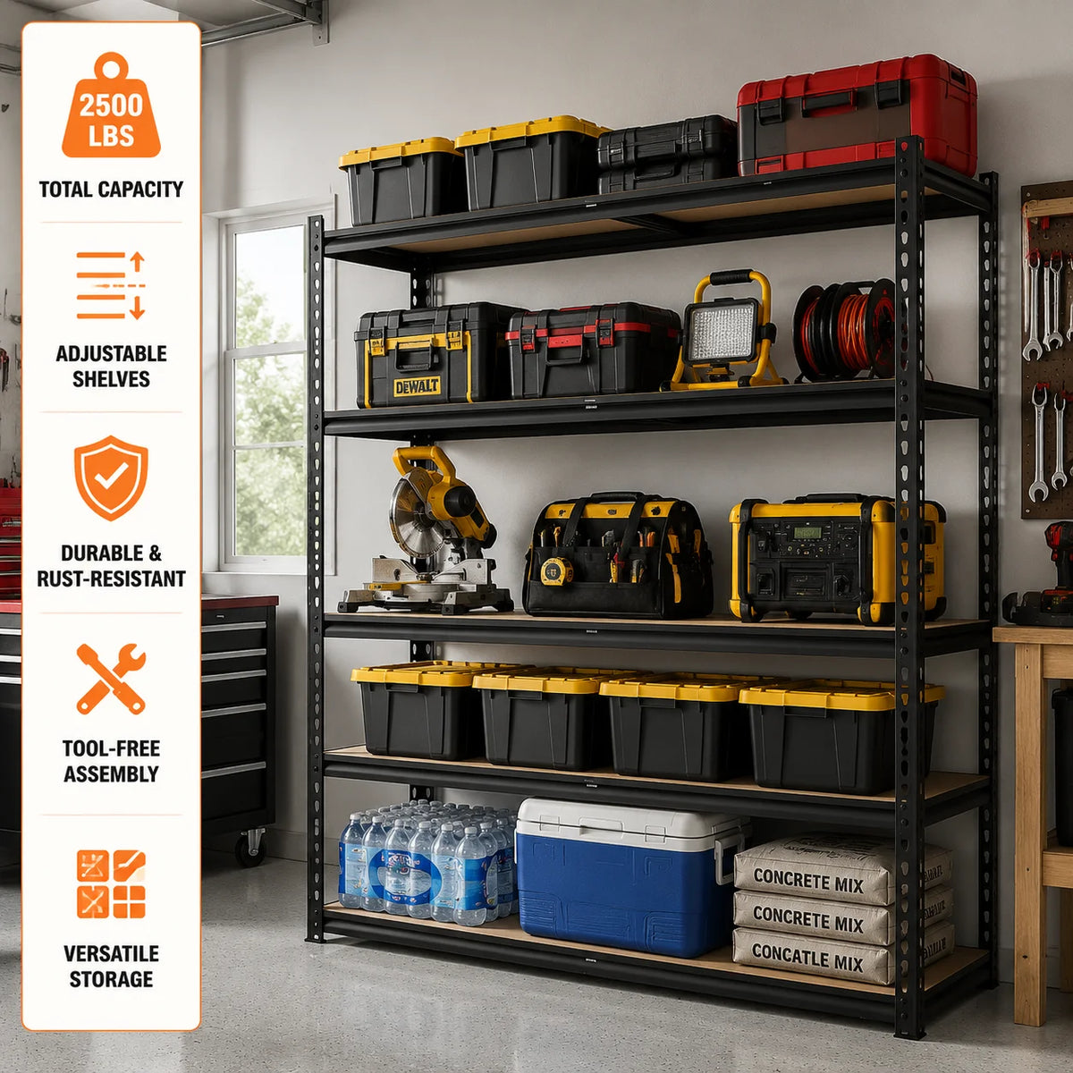 Heavy Duty Metal Storage Shelves Adjustable Boltless Rack