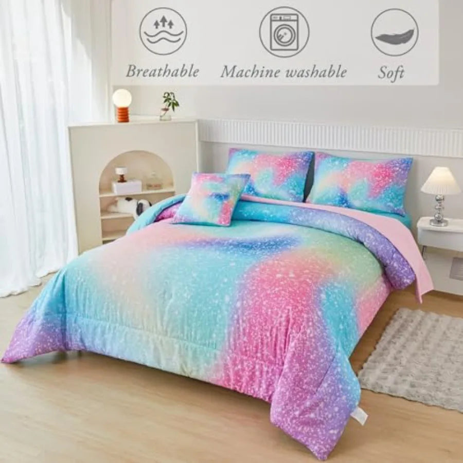 Comforter Set Colorful Rainbow Bed