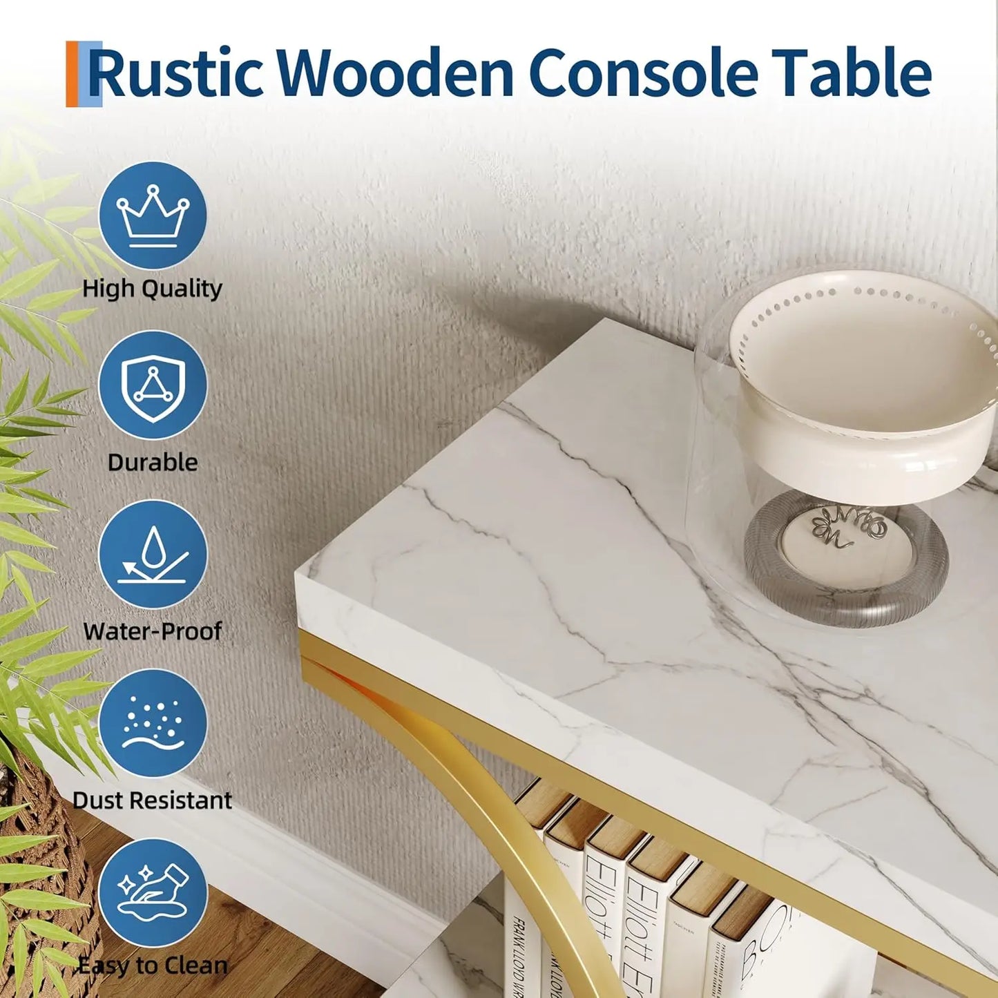 Narrow Console Table with Storage Shelves