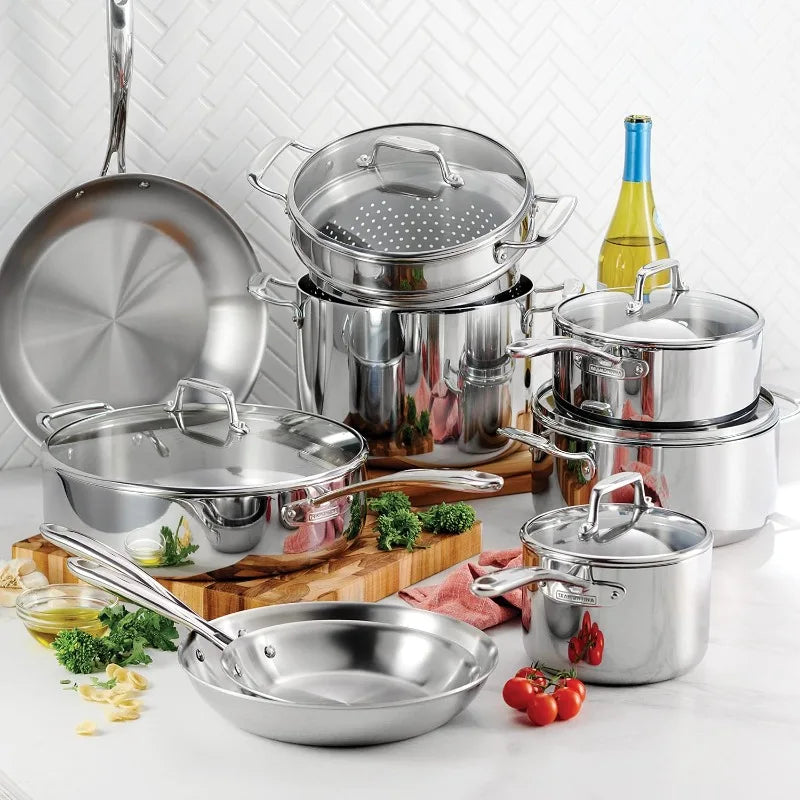 Cookware Set with Glass Lids, Pots and Pans