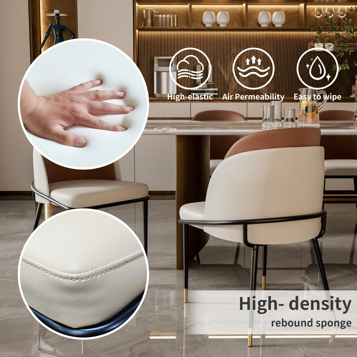 Upholstered Padded Modern Faux Leather Dining Chairs