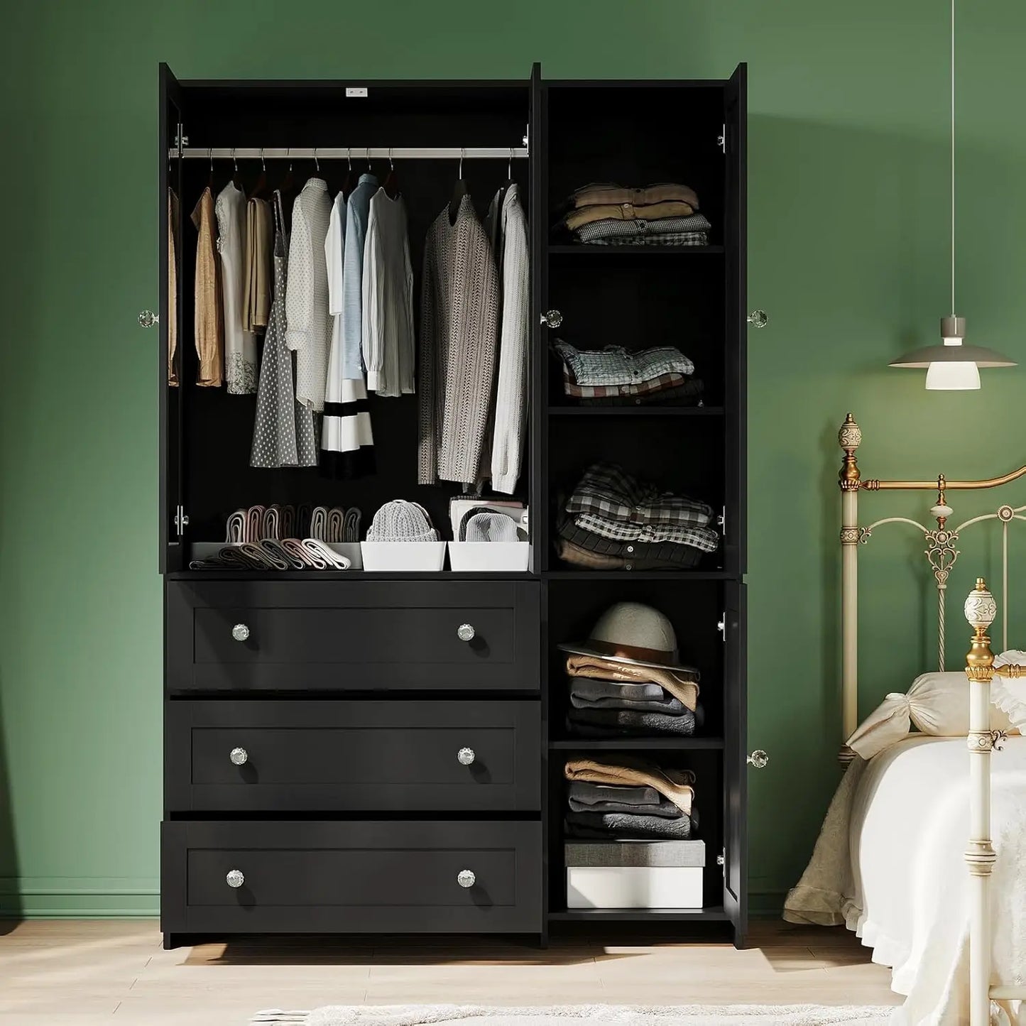 Armoire Wardrobe Closet Storage Cabinet with Hanging Rod