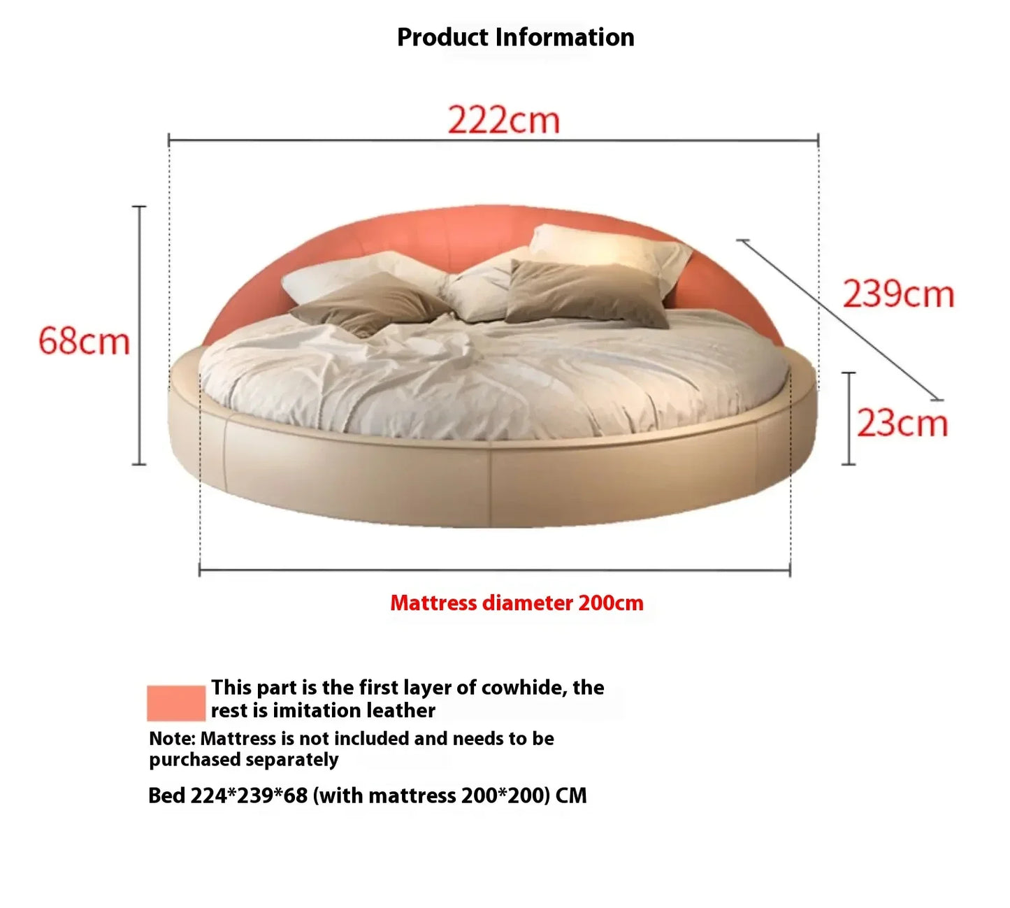 Light Luxury Cream Italian Minimalist Aesthetics Round Bed