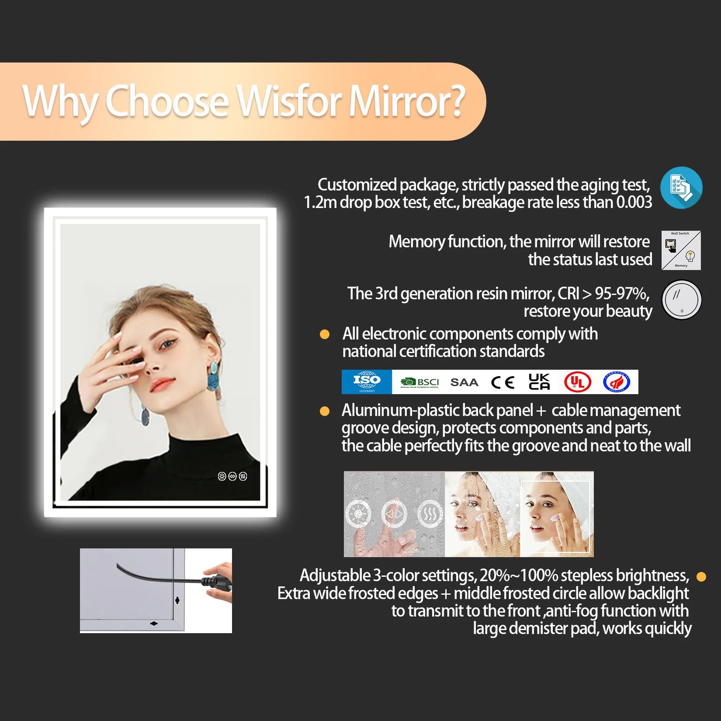 Vanity Mirror with Dimmable Lights