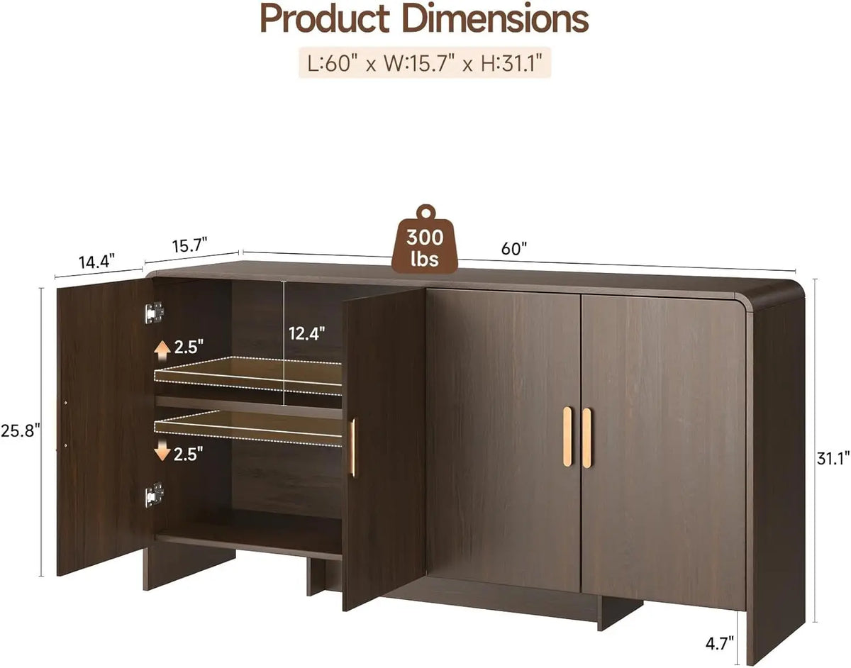 Mid-Century Walnut Buffet Cabinet