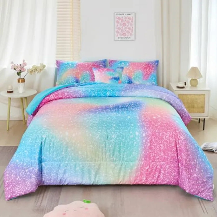 Comforter Set Colorful Rainbow Bed