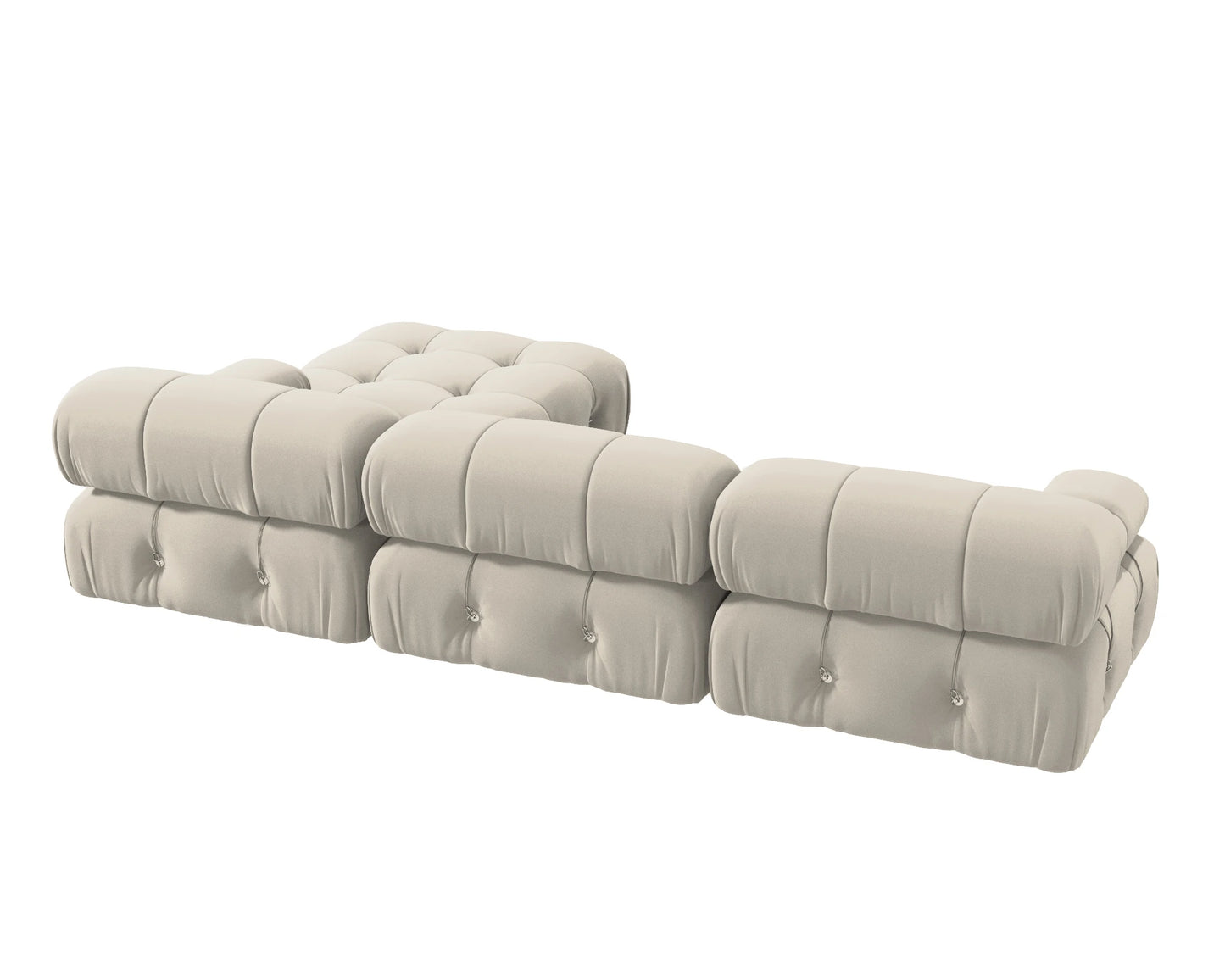 Modern L-Shaped Velvet Couch with Reversible Ottoman