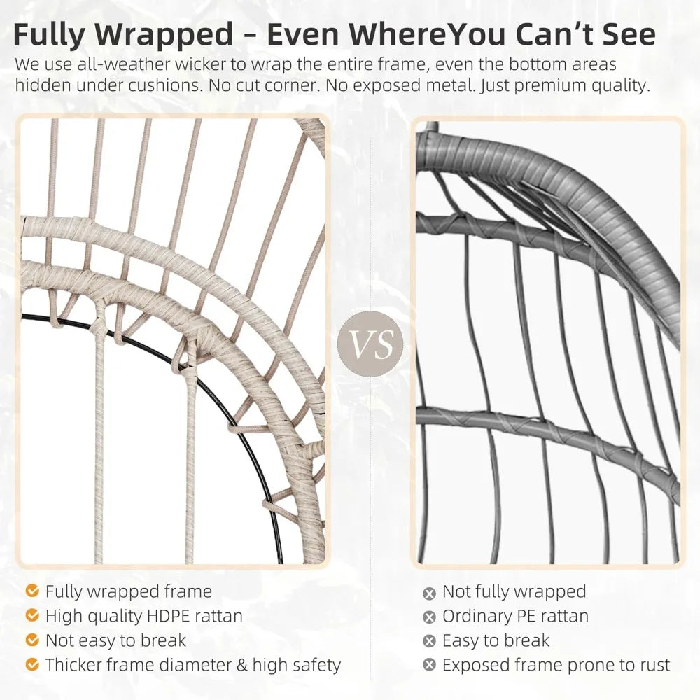 Outdoor Patio Wicker Swing Egg with Stand