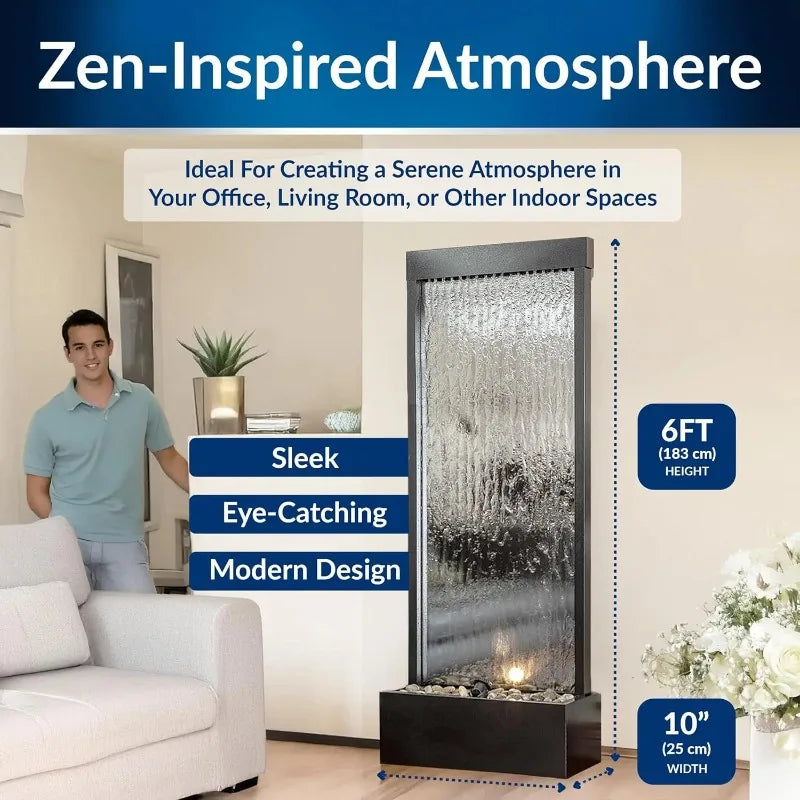 Waterfall Fountain with Stones and Lights