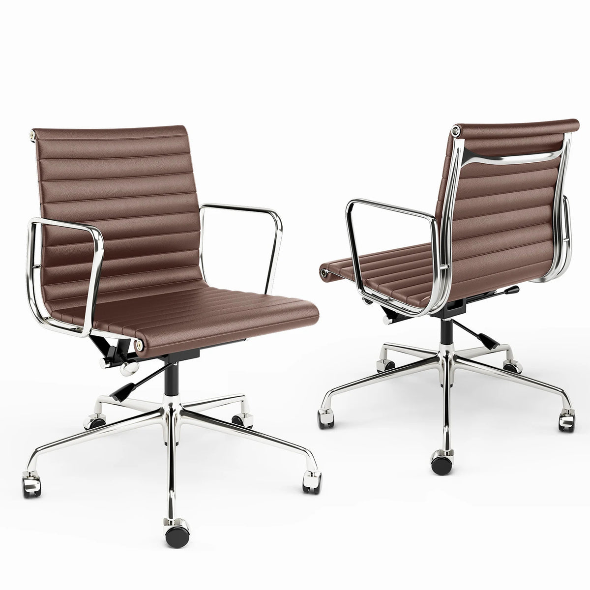 Mid Back Classic Genuine Leather Office Chair