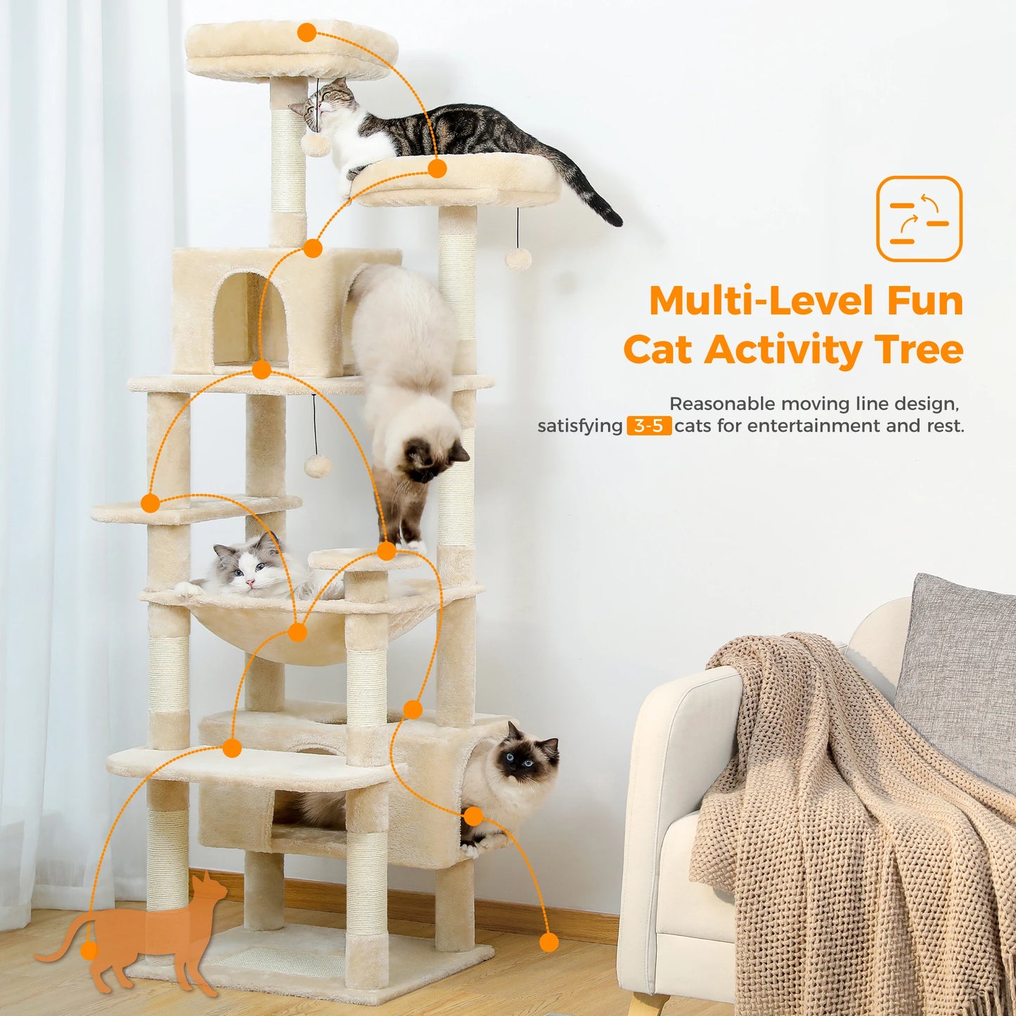 Multi-Level Plush Cat Condo with Scratching Posts