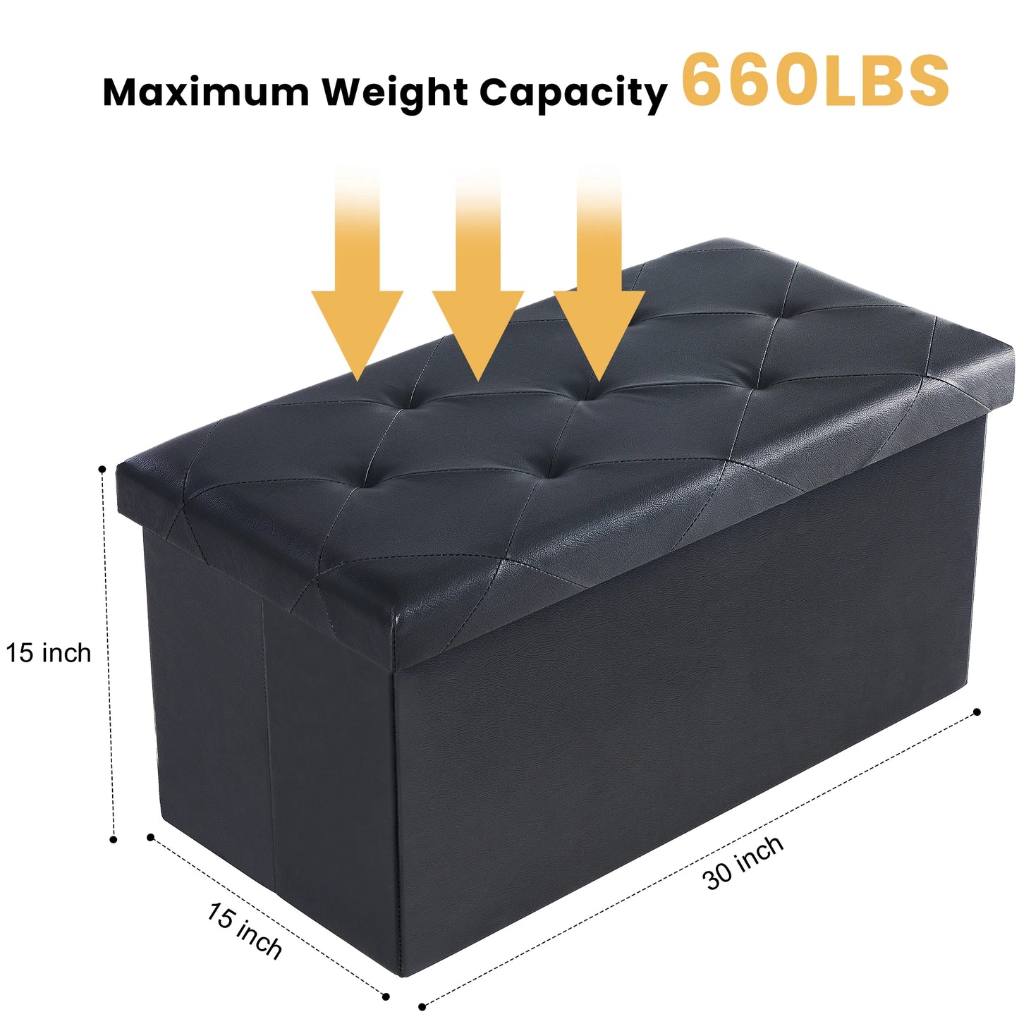 Leather Folding Ottoman Storage Footstool Bench