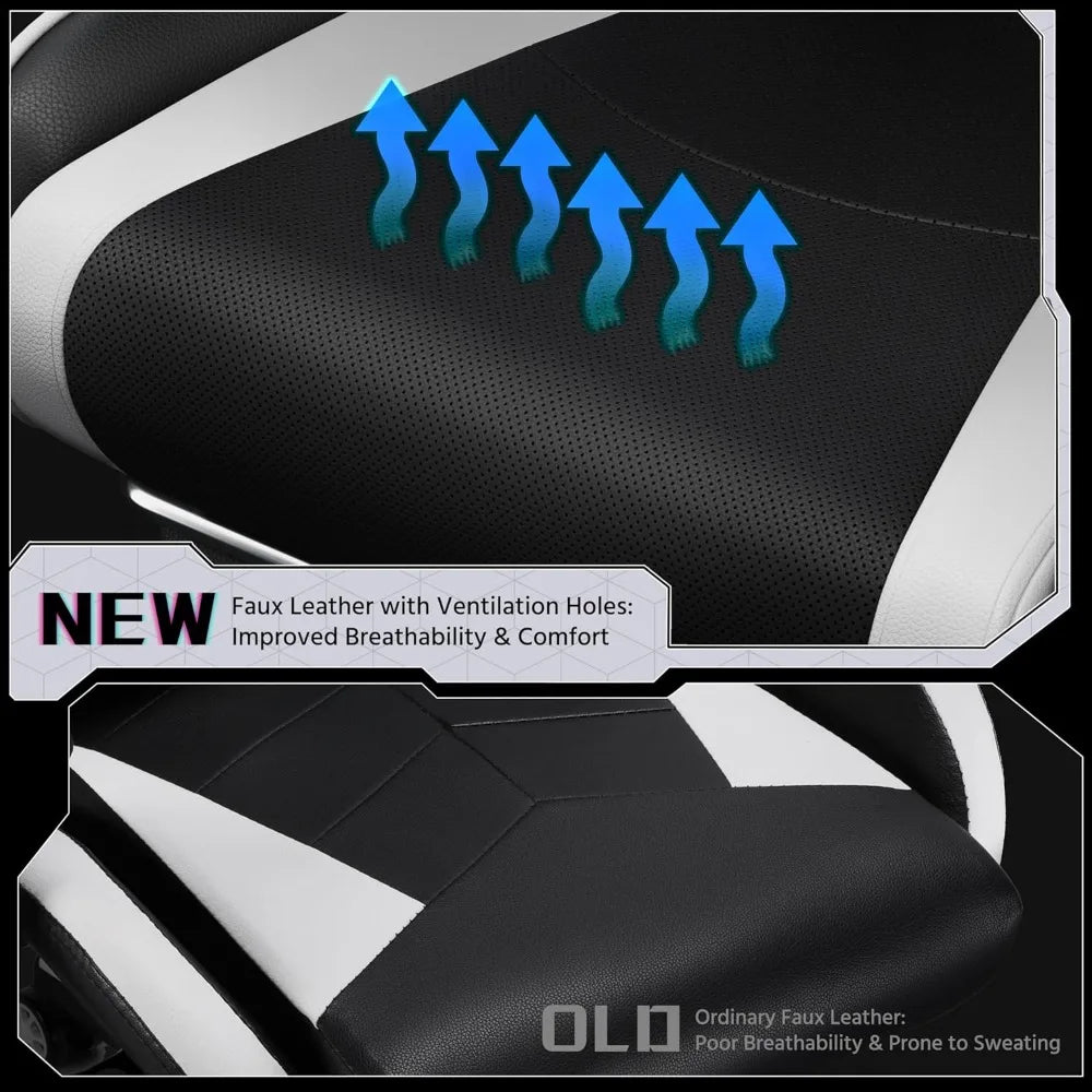 Office Chair w/ Massage Lumbar Support & Footrest