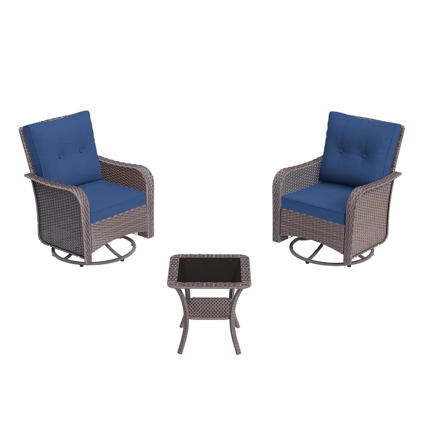 Wicker Swivel Rocker Chair Set