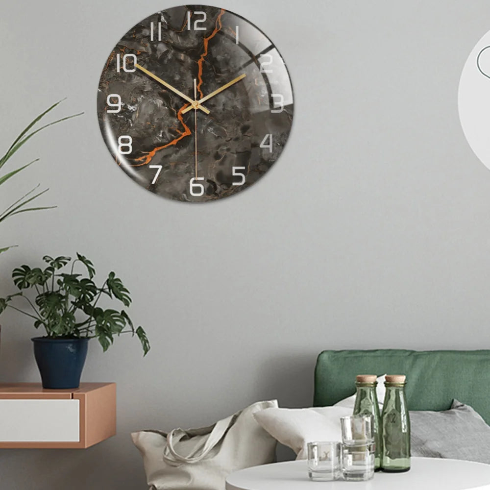 Luxury 3D Acrylic Marble Pattern Wall Adhesive Clock