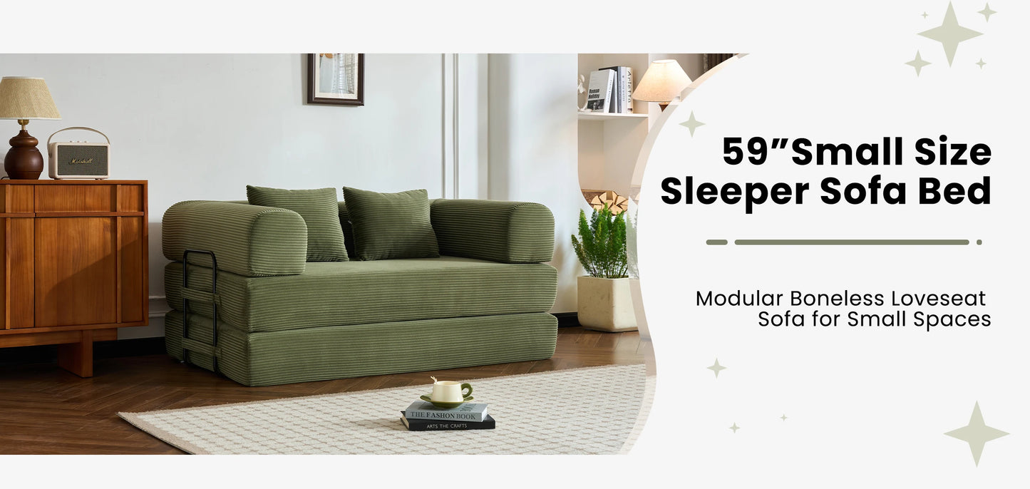 Boneless Couch Foldable Convertible Futon Sleeper Sofa Bed