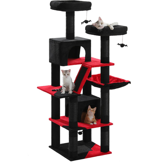 Multi-Level Plush Cat Condo with Scratching Posts