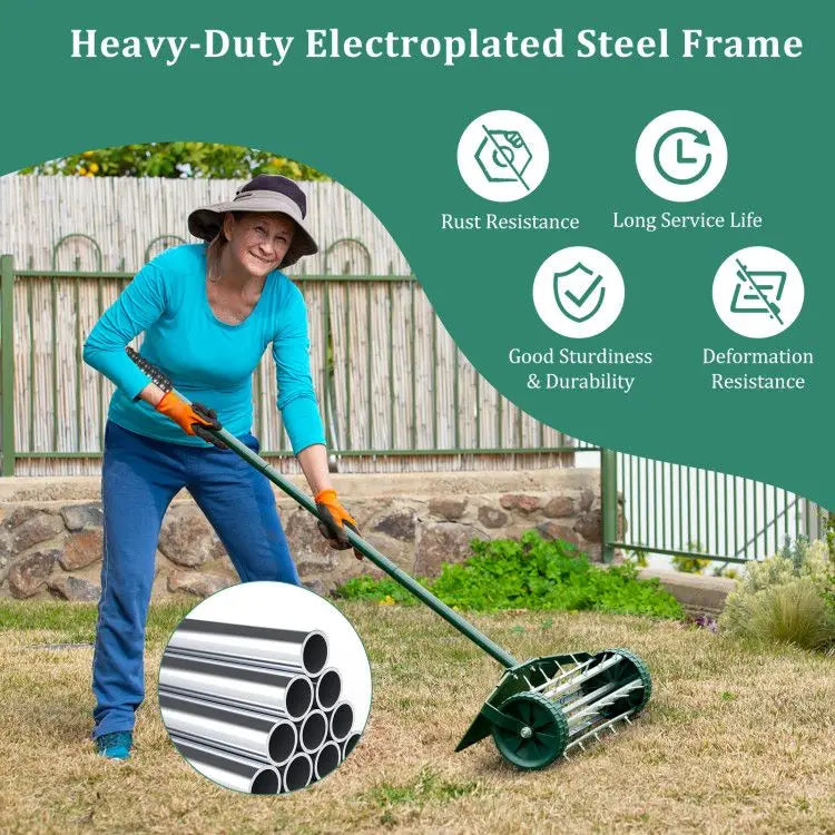 Manual Lawn Aerator with Splash-Proof Fender