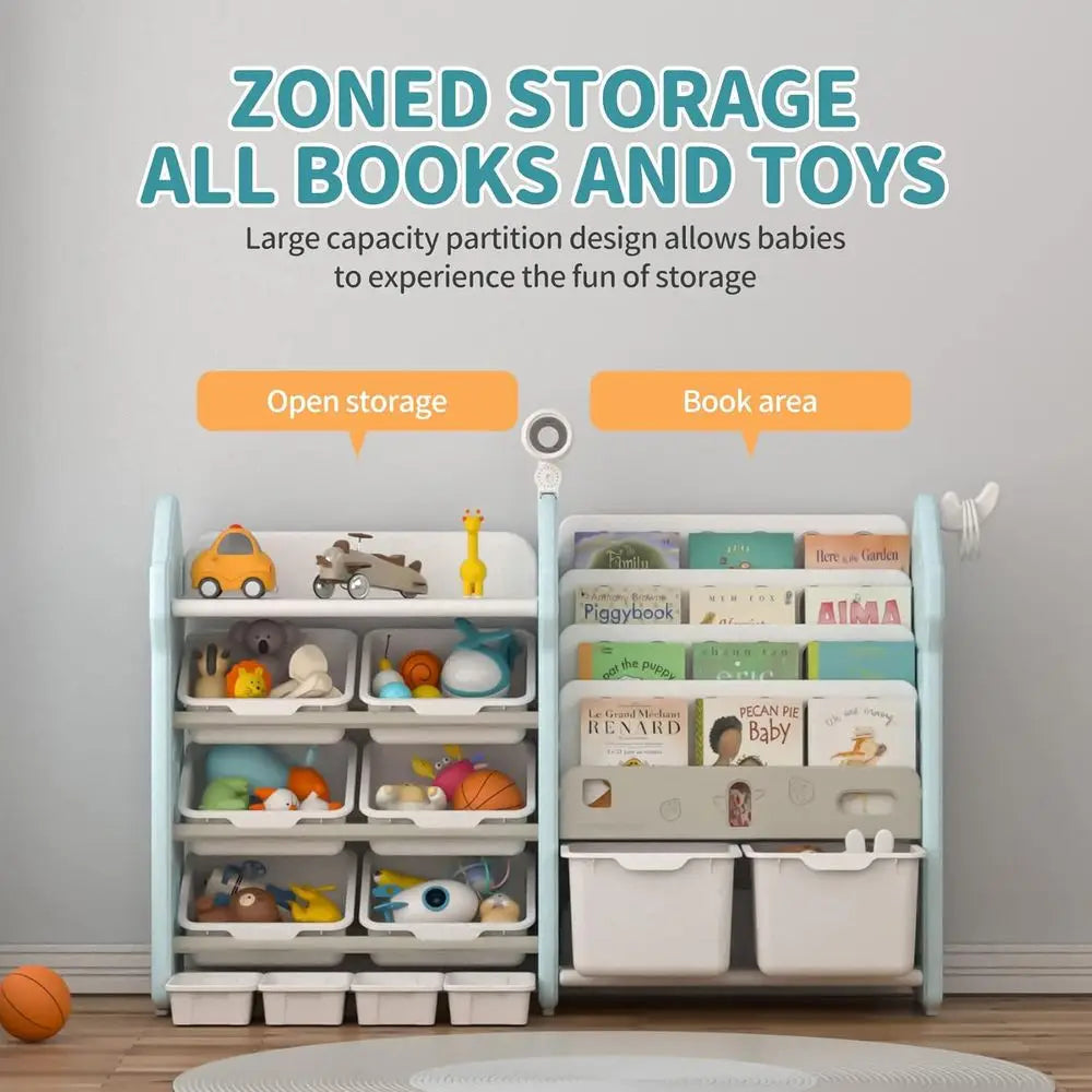 Bookshelf and Storage Cabinet with Bins