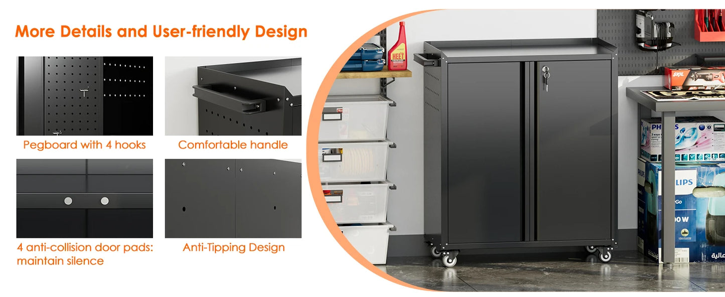Locking Metal Tool Storage Cabinet