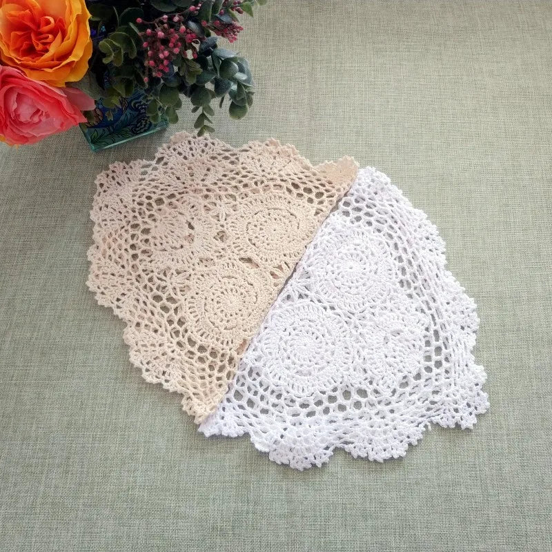 Vintage Crocheted Doilies Oval Table Mat