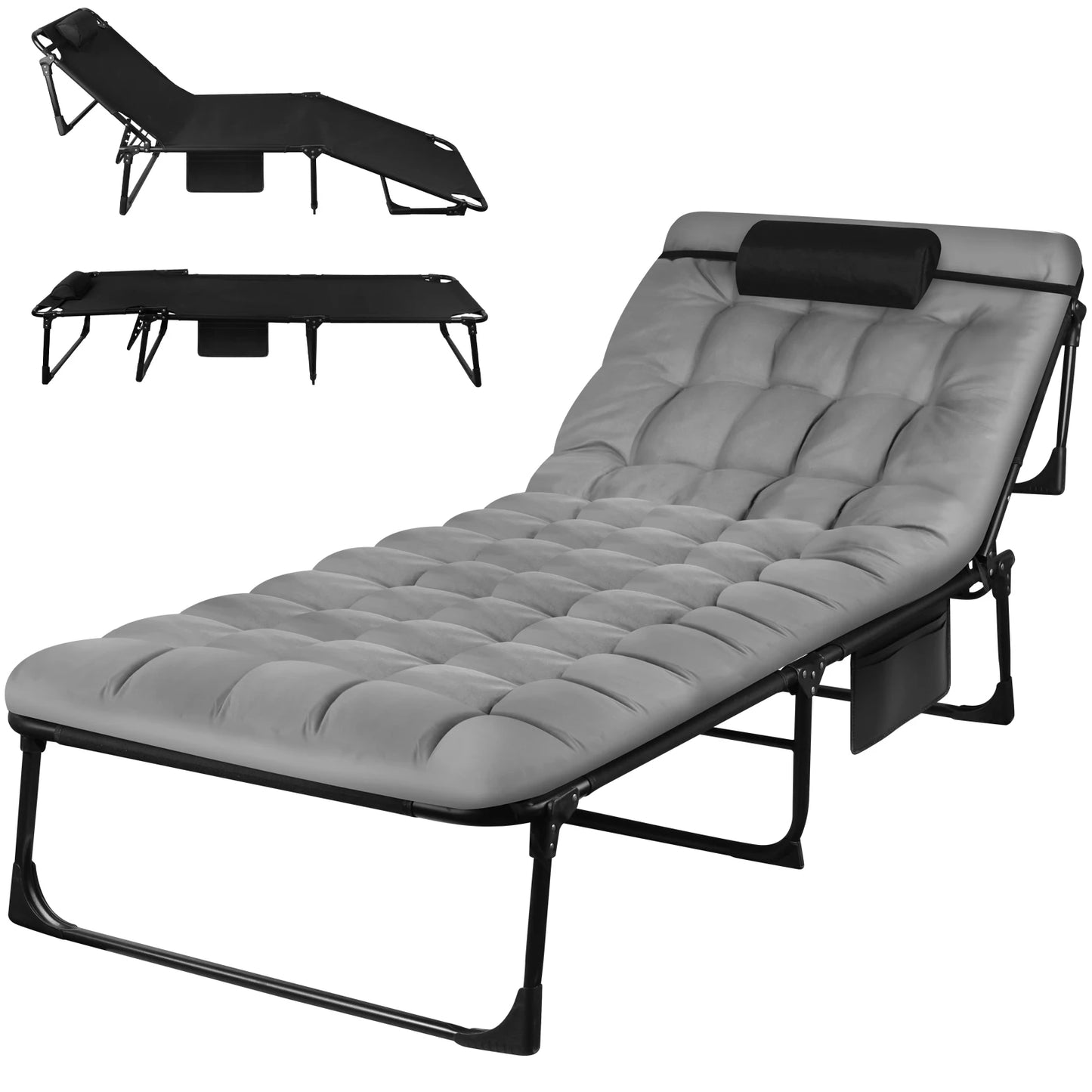 Adjustable Reclining Lounge Chair with Pillow