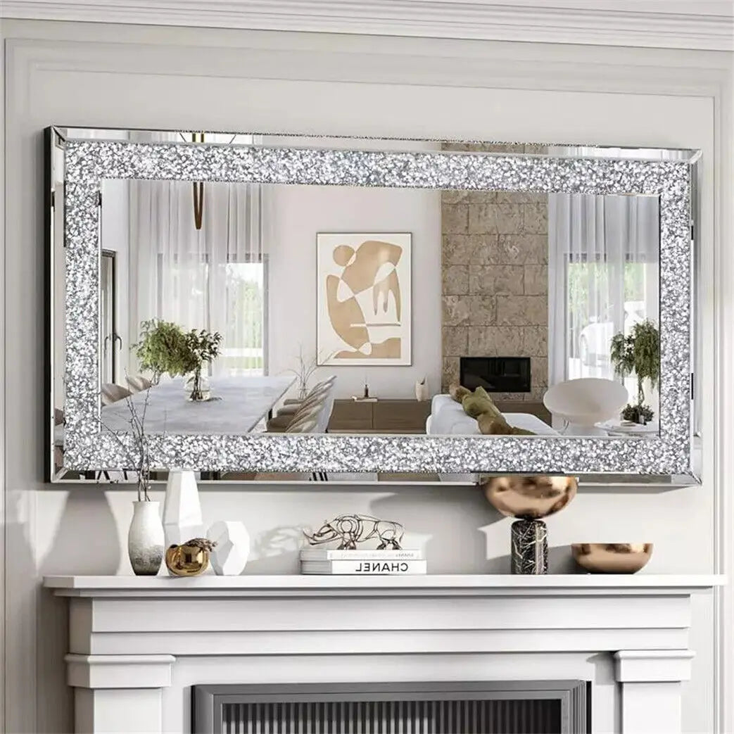 Gorgeous Rectangle Crystal Crush Diamond Wall Mirror