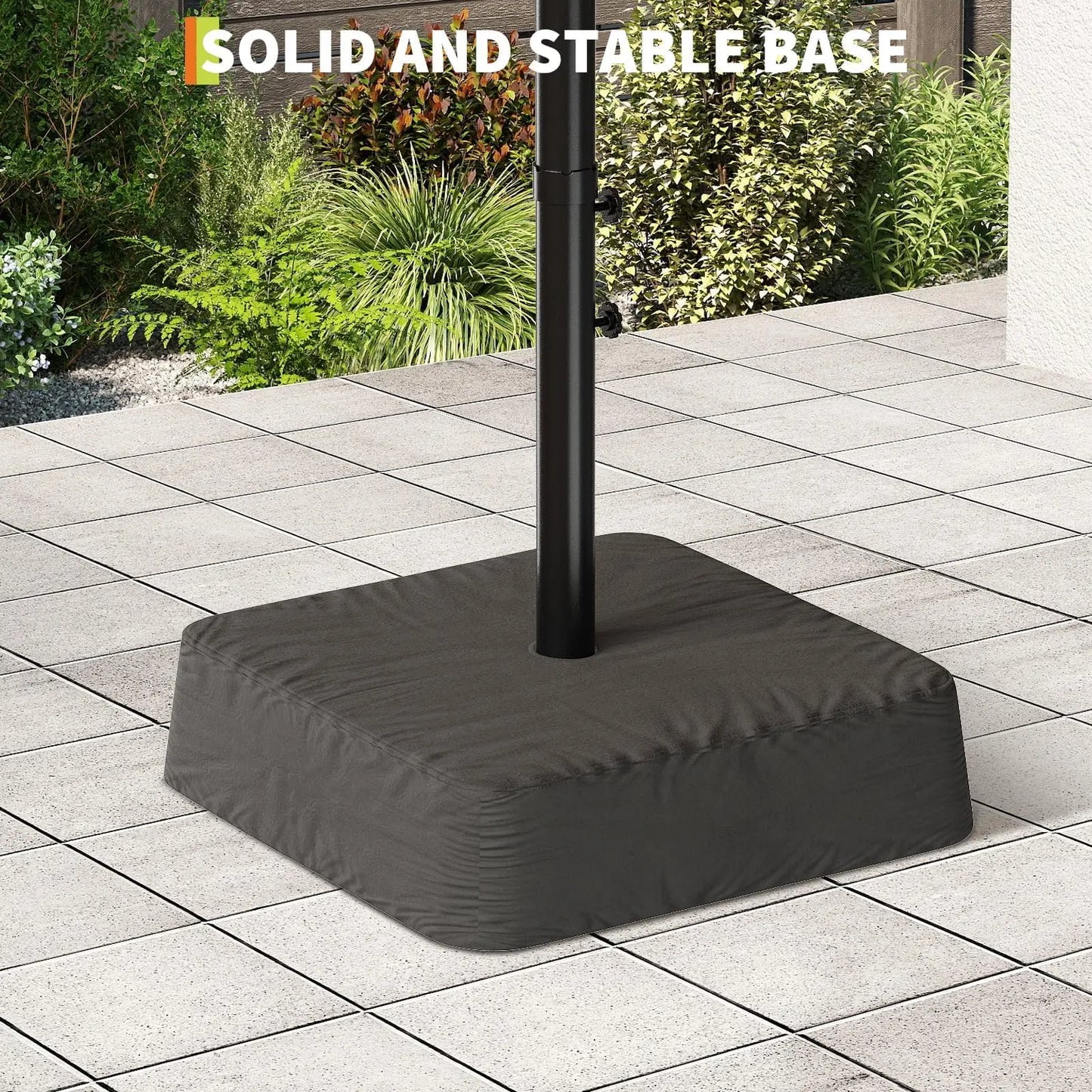 Outdoor Patio Umbrella With Solar LED Lights & Base