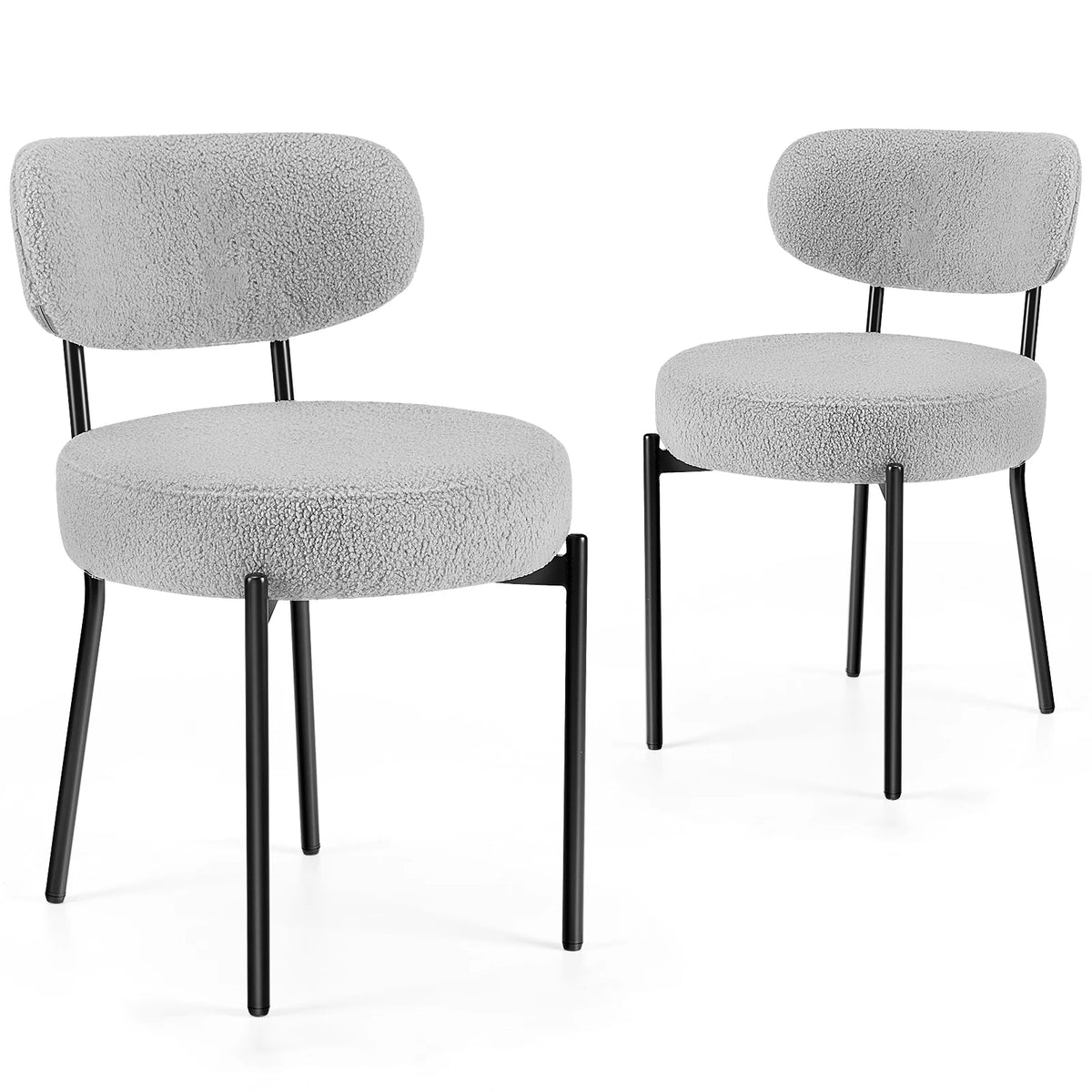 Ergonomic Plush Fabric Round Dining Chairs