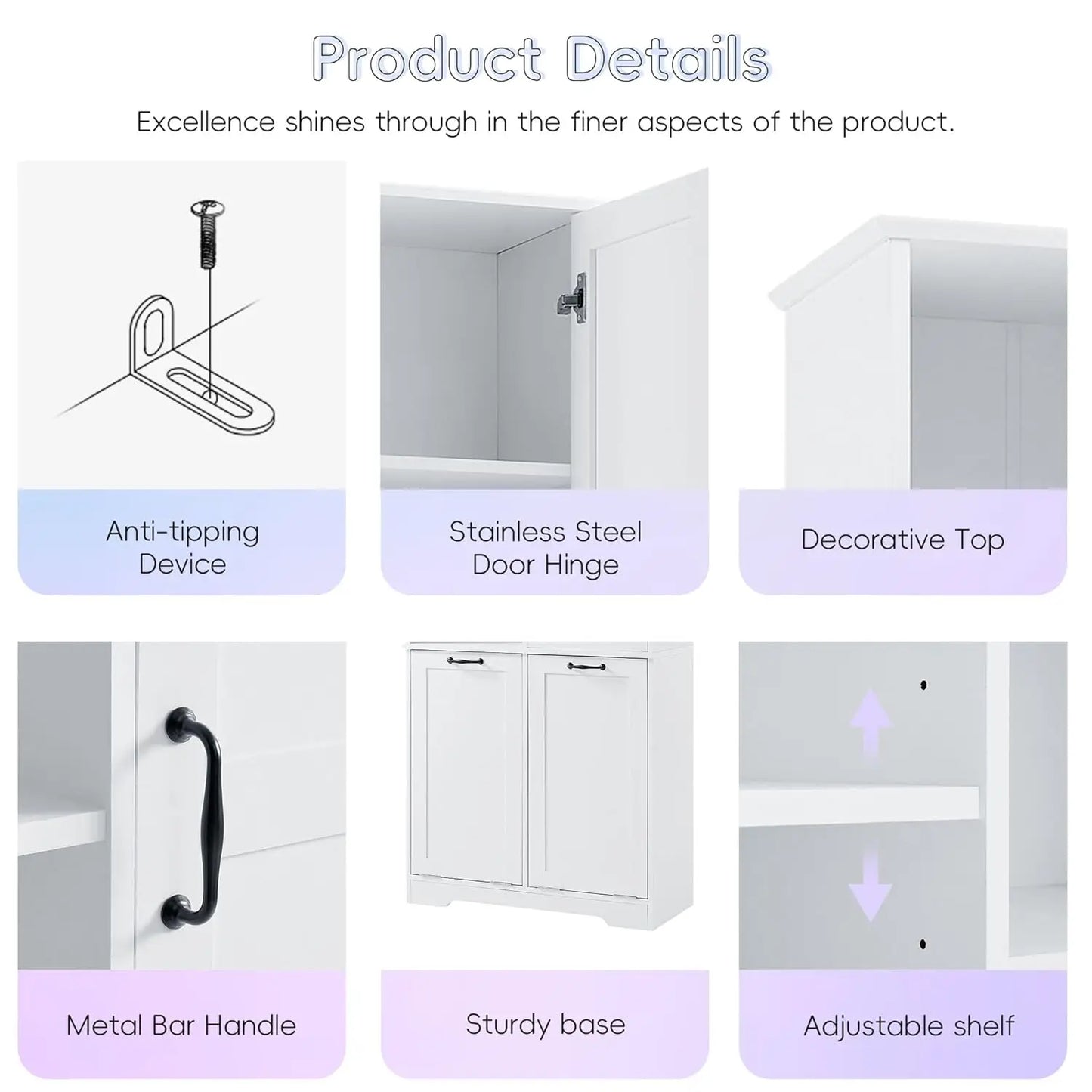 Freestanding Hamper Door Adjustable Shelves