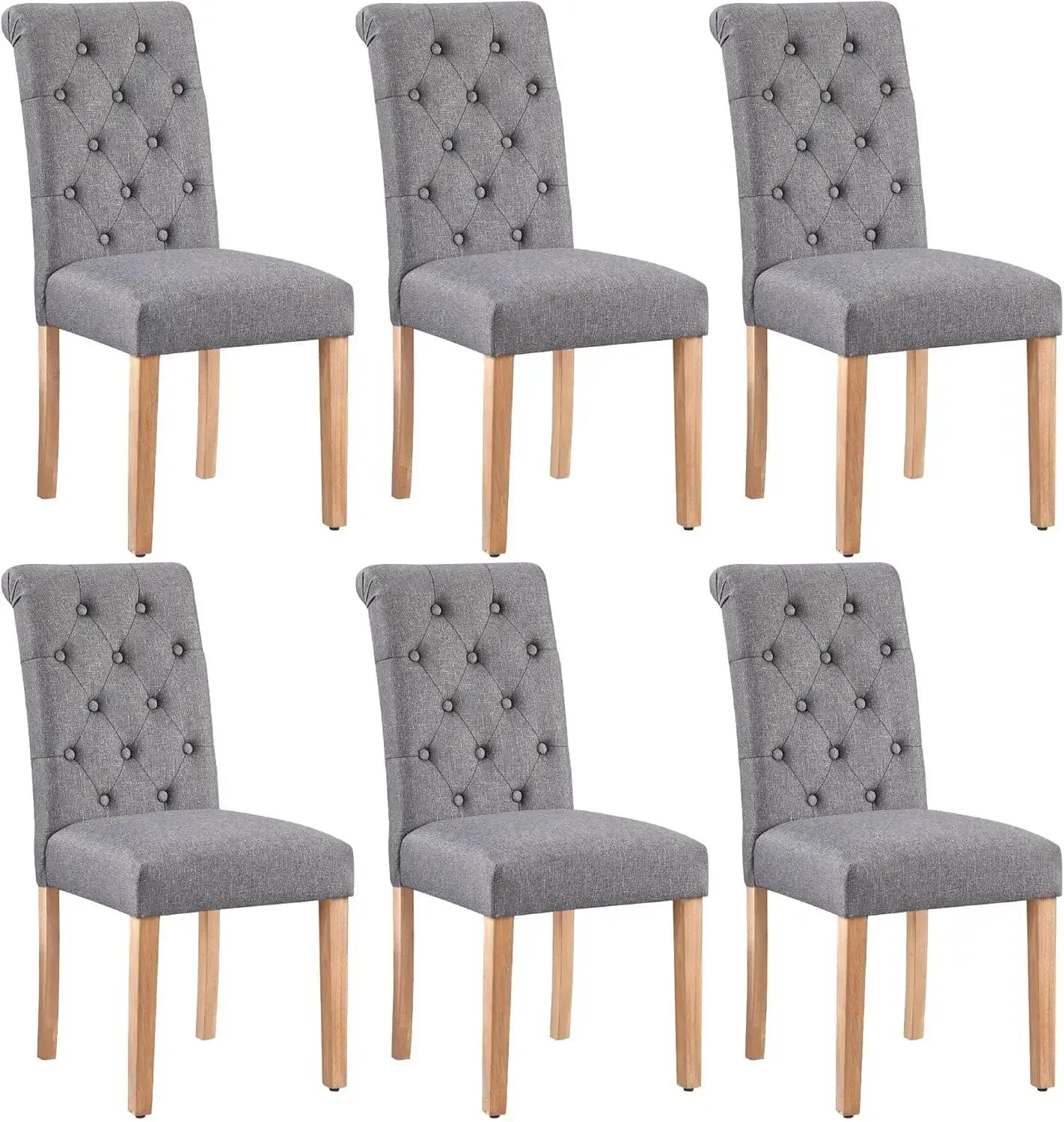 Fabric Upholstered Dining Chairs With Solid Wood Legs